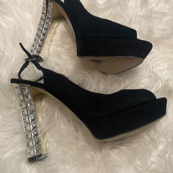 Charles & Keith Collection 39 (8.5) Suede Slingback platforms Crystal bling - Picture 8 of 11